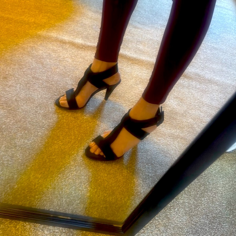 MAX STUDIO Fabric Buckle High Heels